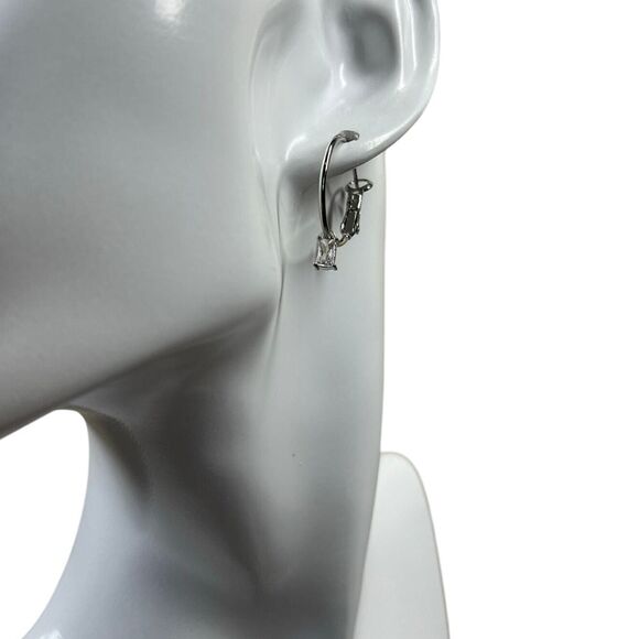 Earrings Silver Huggie Hoop / Crystal Charms Fashion Drop Dangle Earrings Baddie - Picture 2 of 11